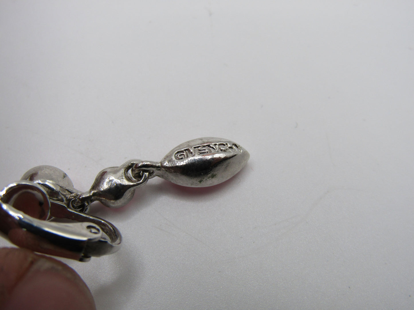 Givenchy Rhodium Plated Pink Crystal Clip-On Earrings