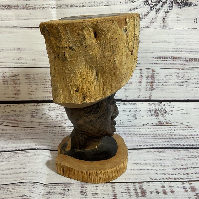 VTG. Hand Carved Ebony Wood Makonde Maasai African Woman Tanzania Sculpture