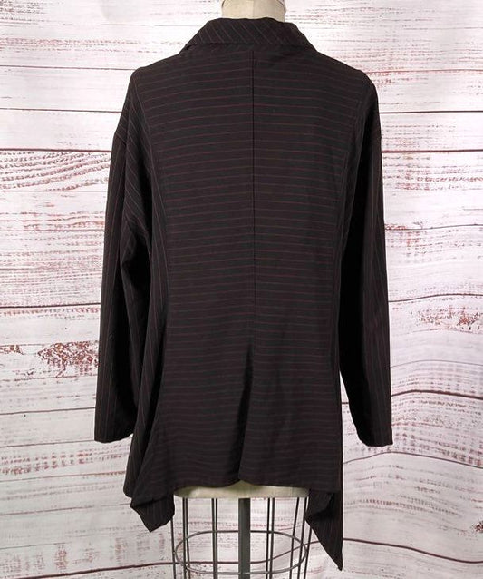 Dress to Kill By Jane Mohr Striped Long Sleeve Asymmetrical Top Black 1/S