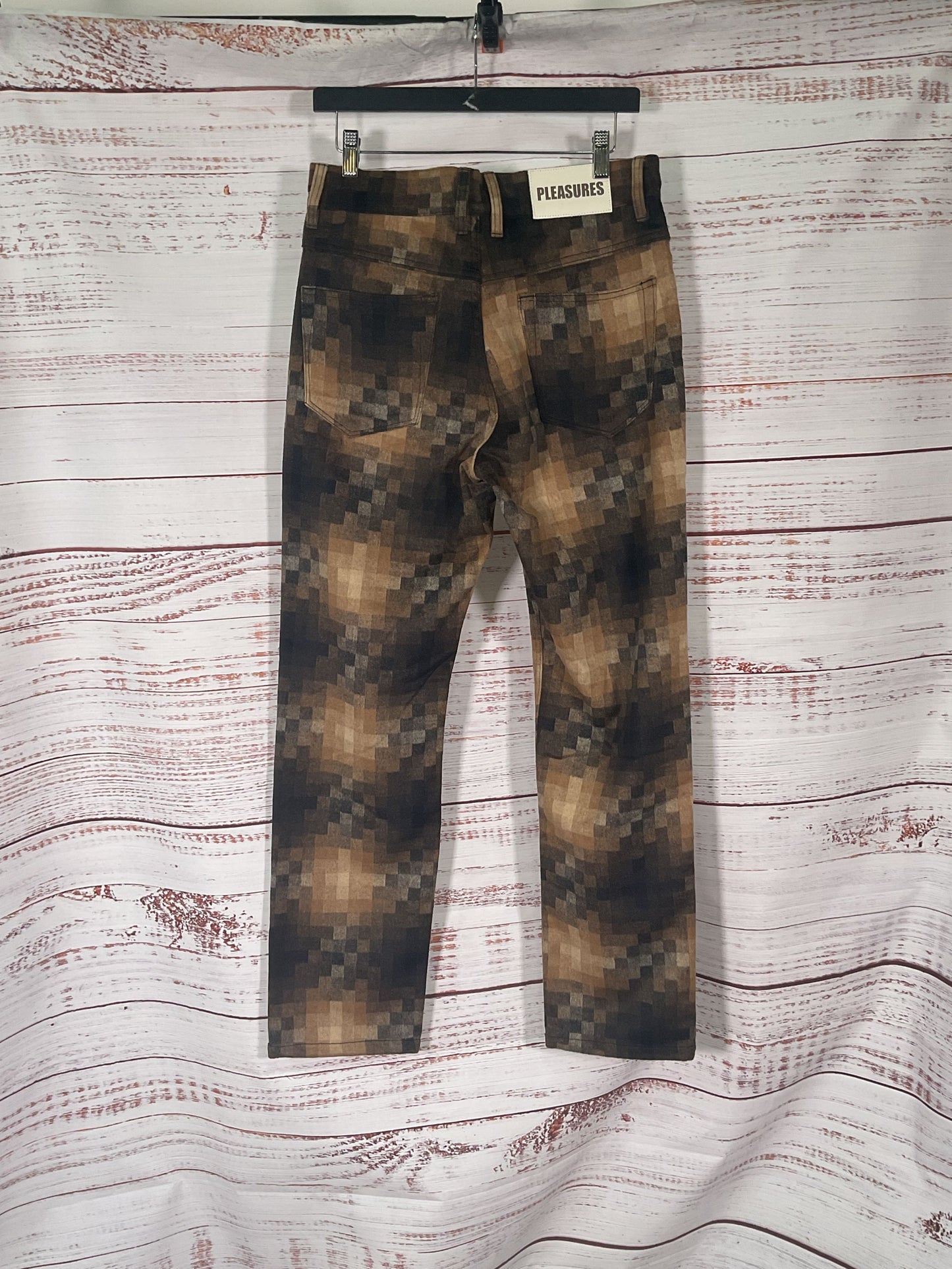 Pleasures Now Fuzzy Brown Pixel Pants NWT - Size 30