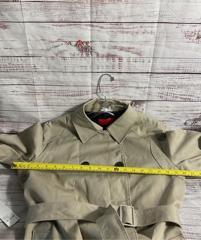 Hugo Boss Khaki Double Breasted Trench Coat With Buckled Belt Size 38R US