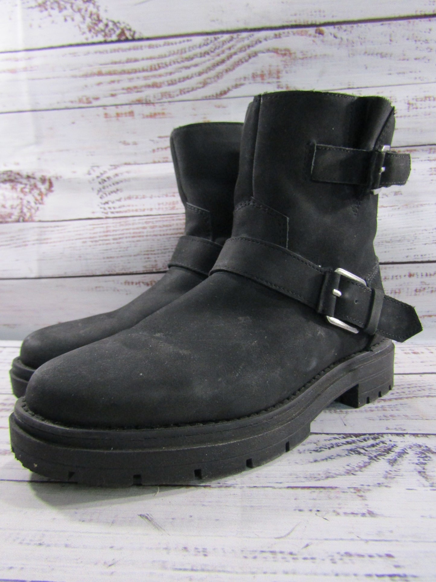 Toms Ionie Women's Black Suede Moto Boots Size 6