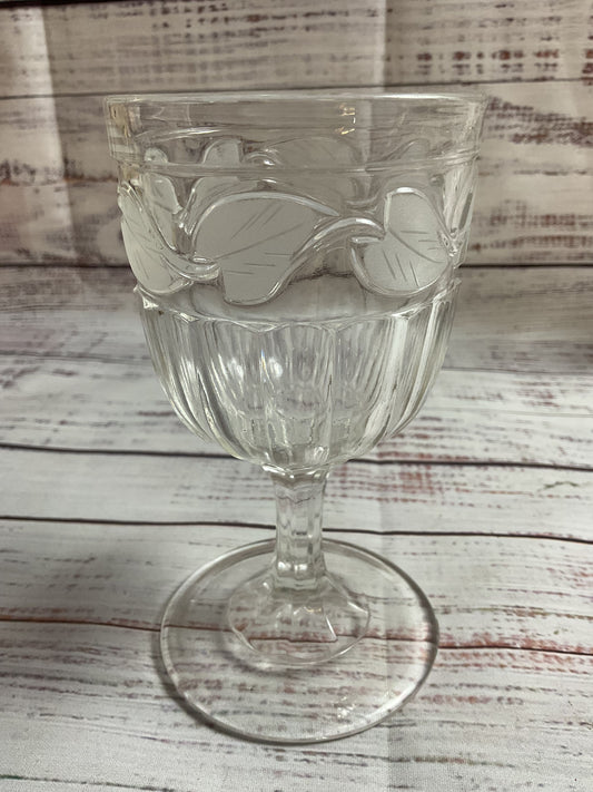 EAPG Leaf Pattern Goblet Wine Glasses [Set Of 4]