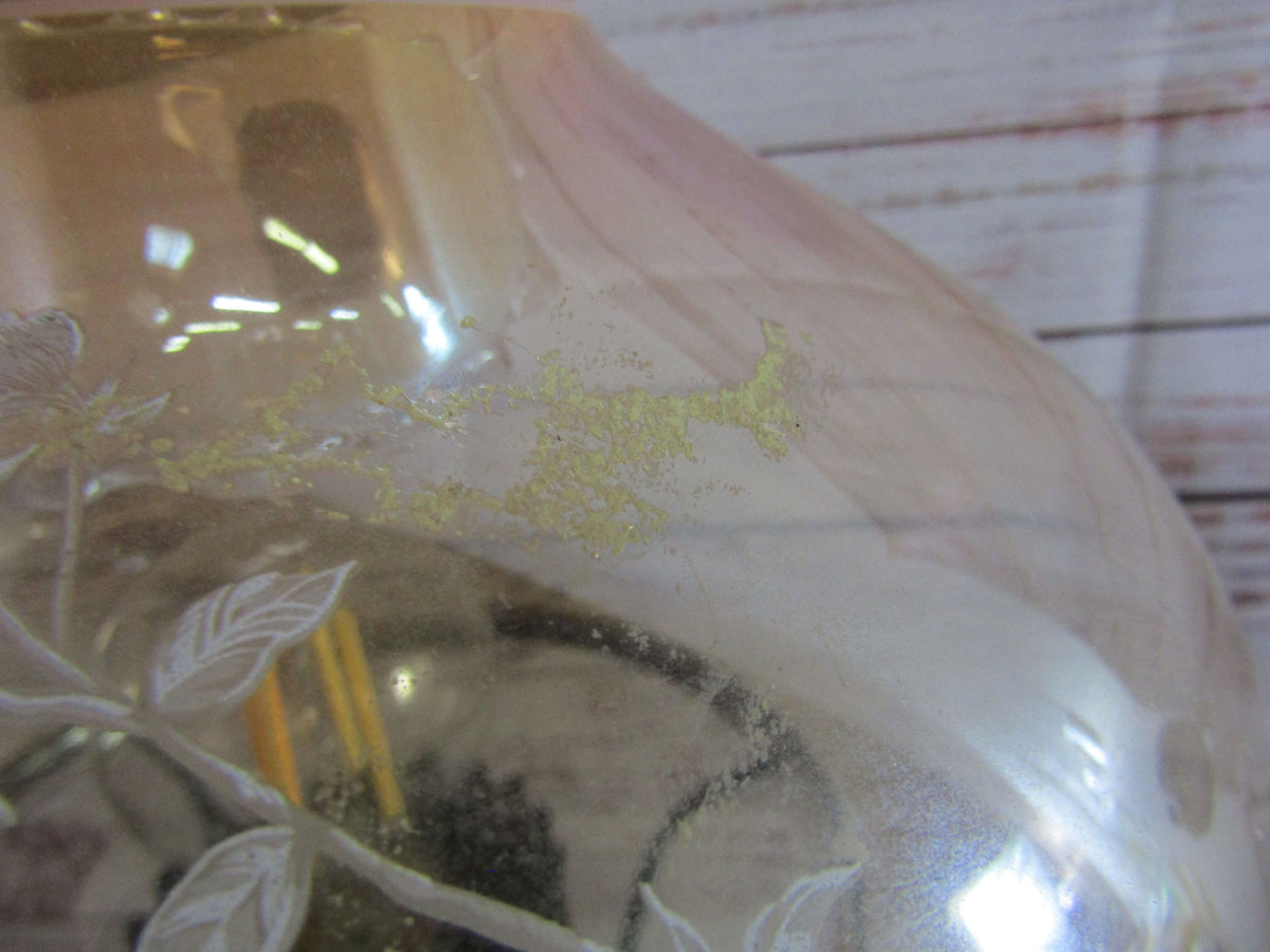 Antique Repurposed Ornate Floral Etched Hurricane Lamp