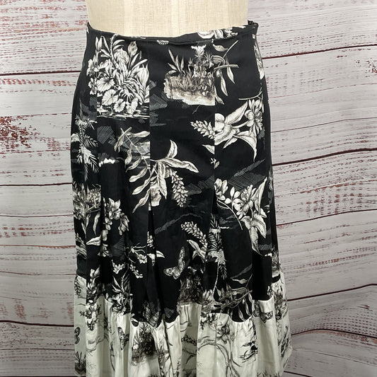 NWT EVA FRANCO X ANTHROPOLOGIE Women's Black White Print Pleated Skirt- SZ 10