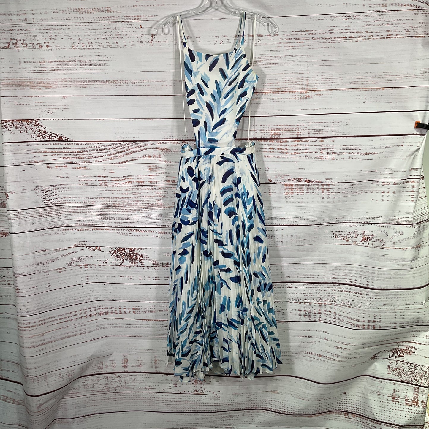 Elle Sasson Mara White Blue Brush Print Dress - Size 34 / 2