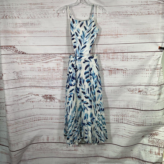Elle Sasson Mara White Blue Brush Print Dress - Size 34 / 2