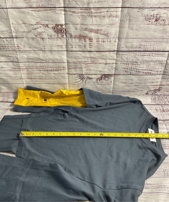 ENFOLD Women's Grey & Yellow Layer Long Sleeve Shirt Size 36 Made in Japan