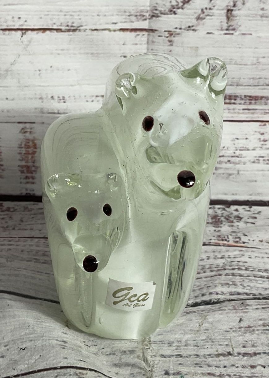 GCA Art Glass Polar Bear 5.5" Figurine Clear White