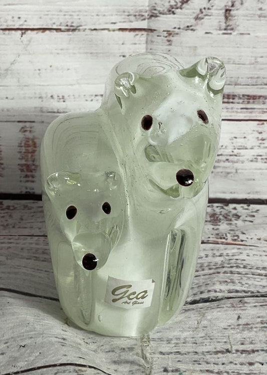 GCA Art Glass Polar Bear 5.5" Figurine Clear White