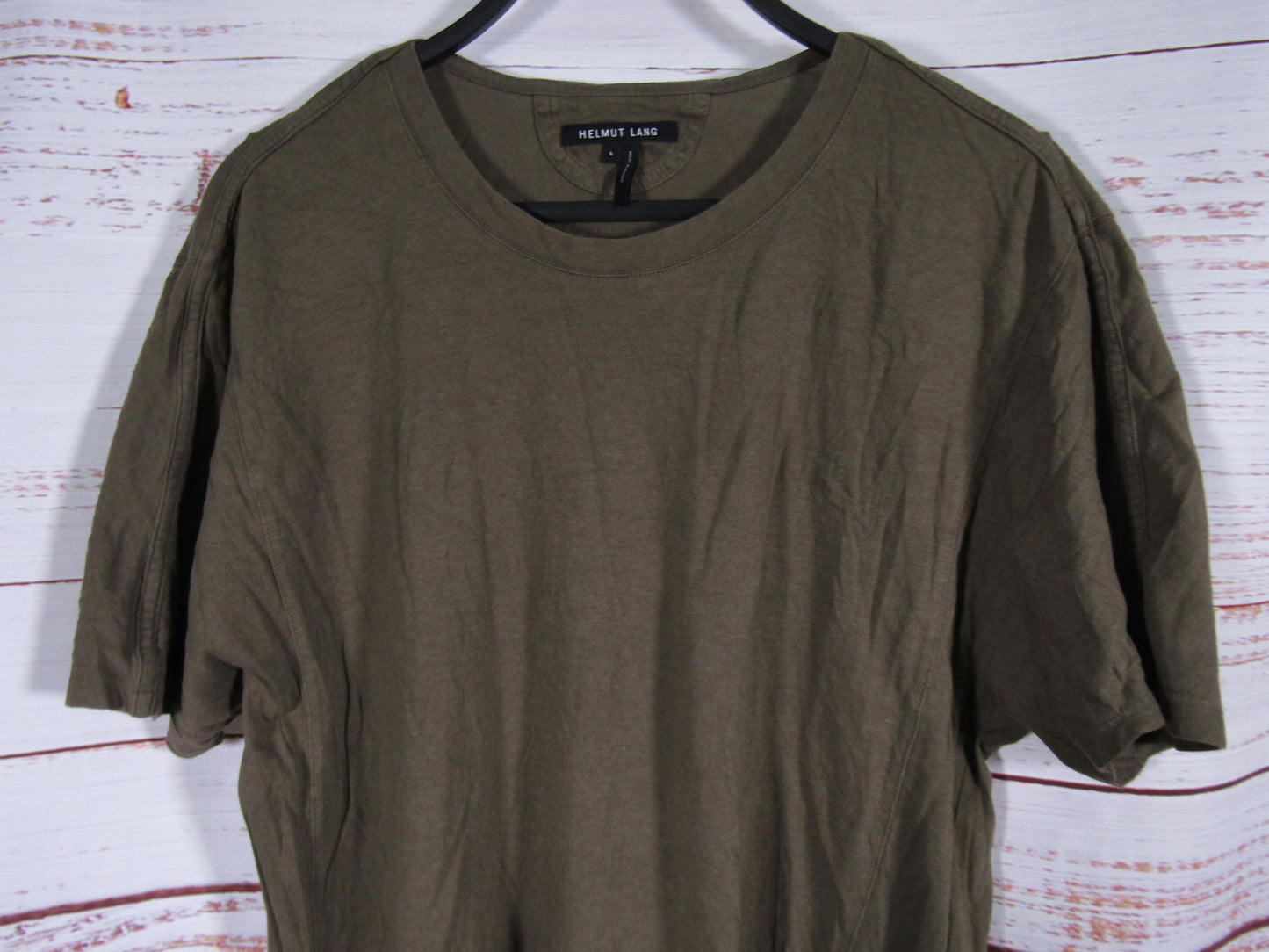 Helmut Lang Women's Olive Drab Short Sleeve Crew Neck T-Shirt Size S