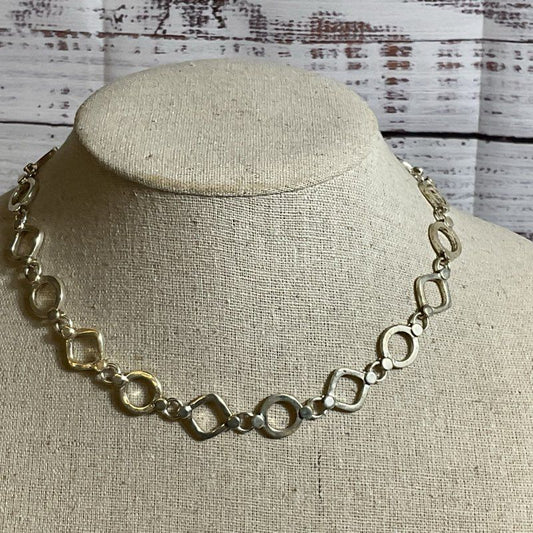 Sterling Silver Square/Round Link 16" Necklace- 35.37g