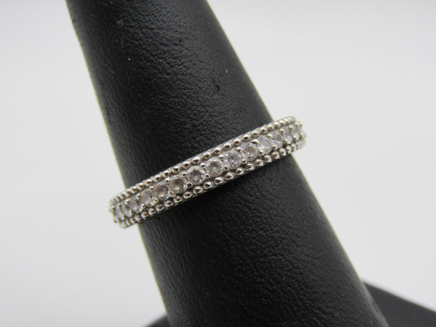 Judith Ripka Sterling Silver Cable Half Eternity Ring Size 7.5