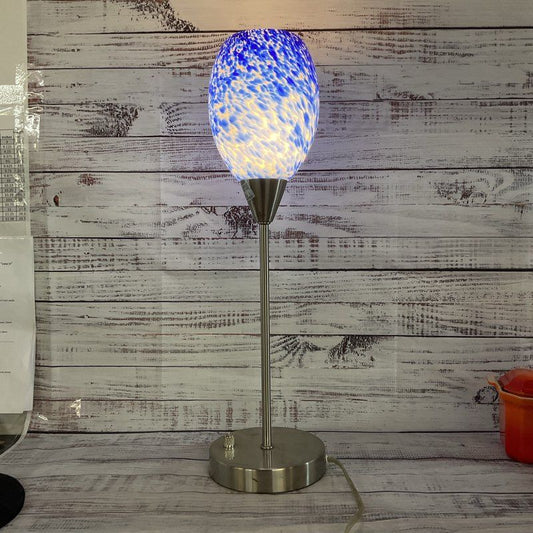 VTG. Mid-Century 22" Underwriter Laboratories Blue Art Deco Glass Table Lamp