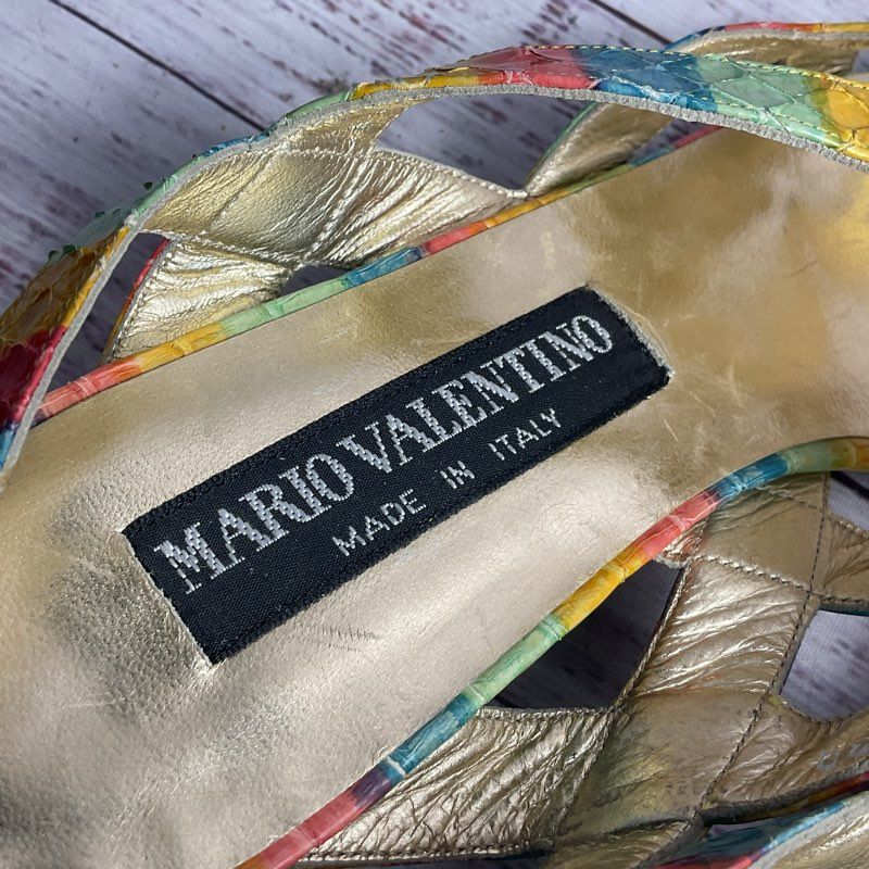 Mario Valentino Snakeskin Multicolor Strappy Slingback Sandal Women's Size 6.5