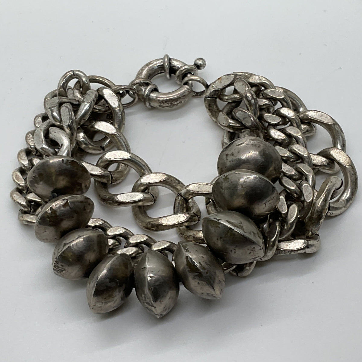VTG. GILES AND BROTHER Triple Strand Chunky Chain Bracelet- 7.5"