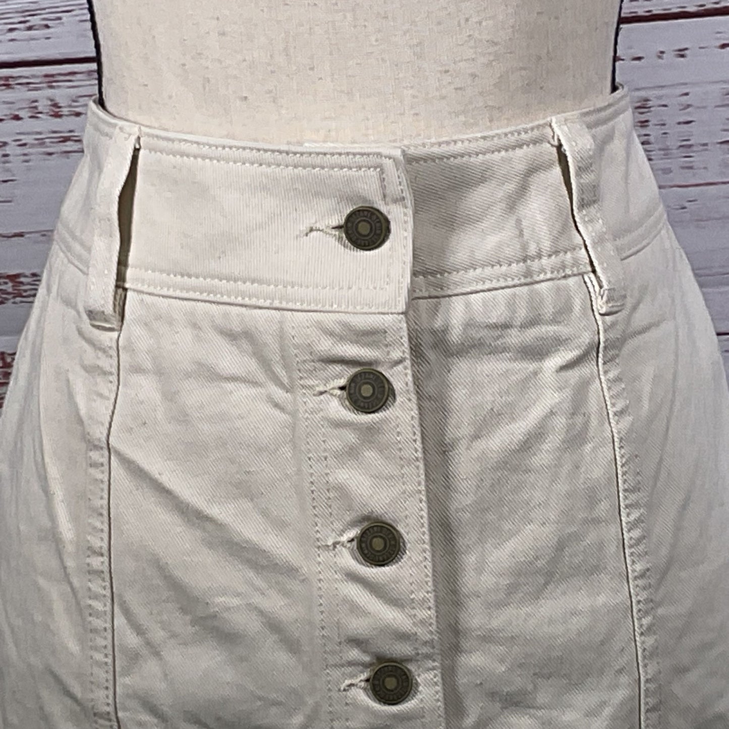 SEZANE Denim Women's Off White Denim Button Down Skirt- SZ 36