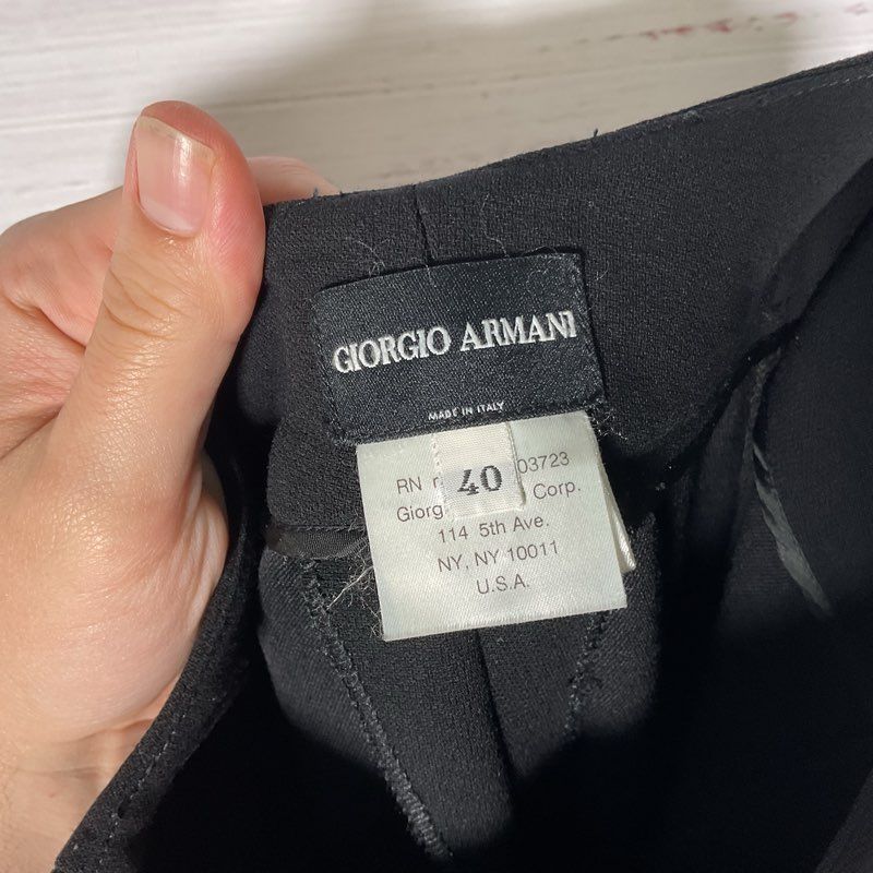 Giorgio Armani Black Label 2 Pc. Shawl Collar Wool Pants Suit Women's Size 40