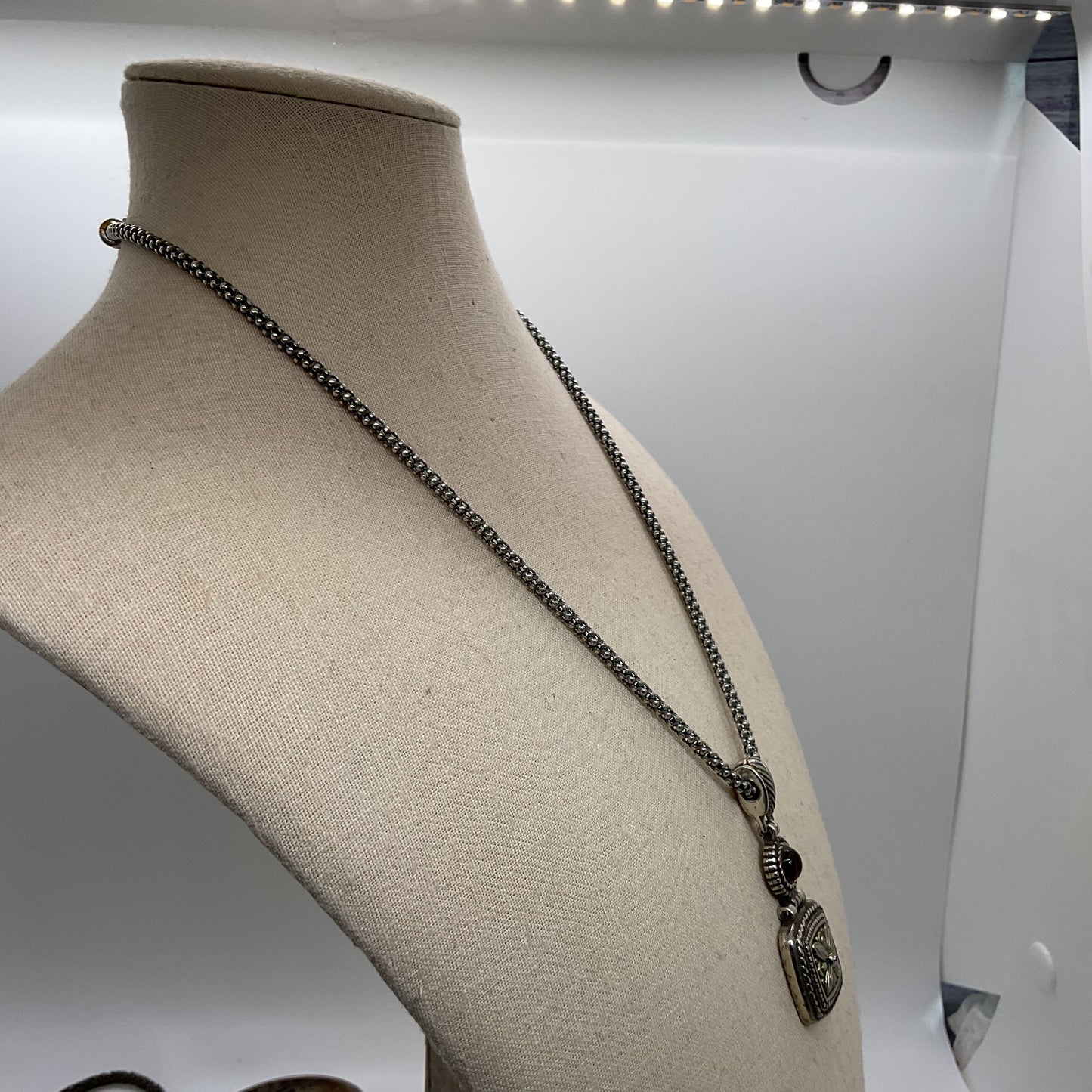 BRIGHTON Silver Tone & Rhinestone Pendant 18" Necklace