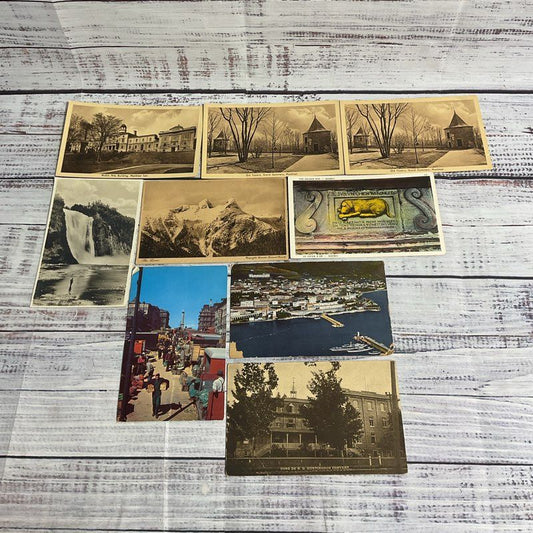 Lot Of 9 Antique & Vintage 5.5"x3.5" Canadian Post Cards (Quebec, Montreal, etc)