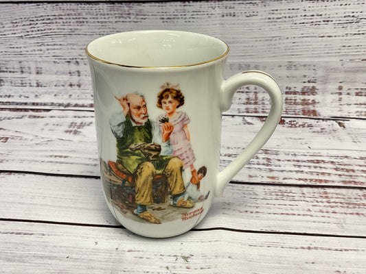 Norman Rockwell Museum Gold Rim Coffee Mus Lot Of 8 Ceramic Art
