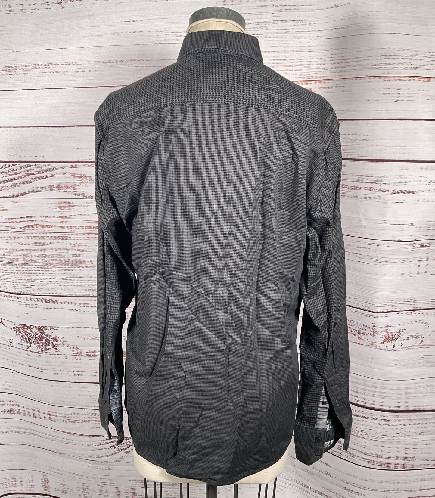 Robert Graham Classic Fit Houndstooth Print Long Sleeve Shirt Black M