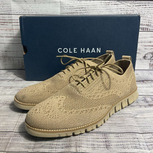 Cole Haan Zerogrand Stitchlite Oat Beige Knit Wingtip Oxford Casual Shoe Men 10