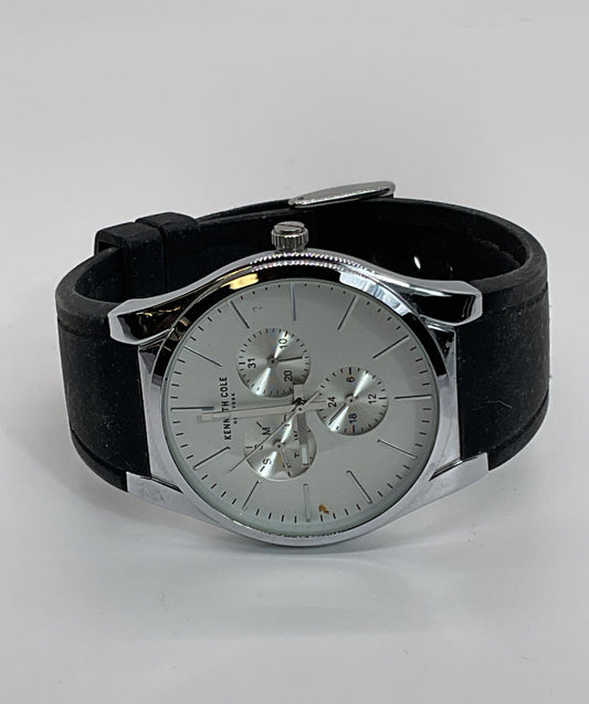 KENNETH COLE KC5049001 Men's Silver Tone White Dial Black Chronograph Watch