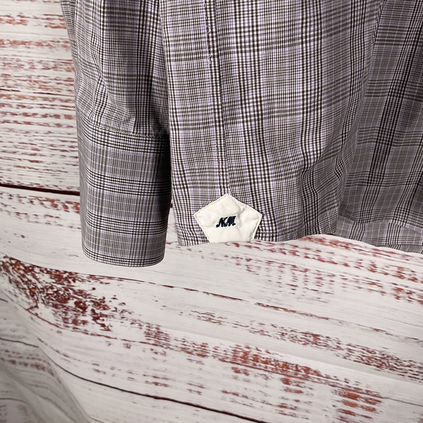 Neiman Marcus Lavender Purple Black Plaid Button Down Dress Shirt - Size L