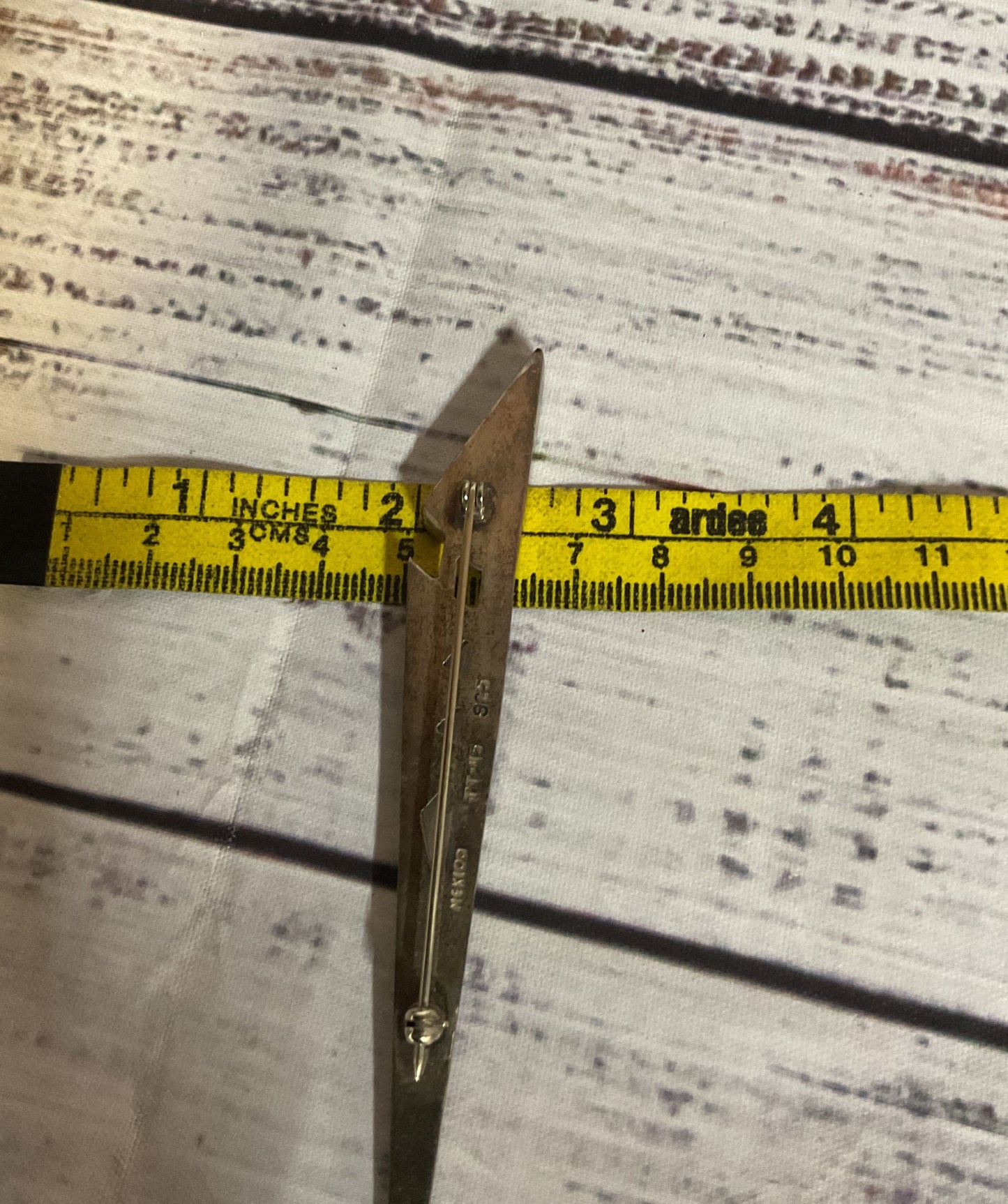 Mexico Sterling Silver Vintage Long Brooch