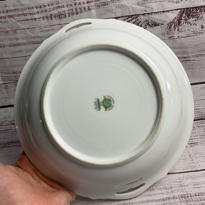 Noritake Ingram 9" Floral Gold Trim Porcelain Serving Bowl