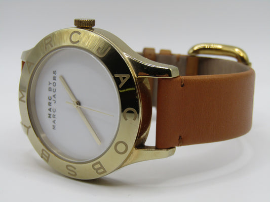 Marc by Marc Jacobs Women's Gold Tone Stainless Steel Leather Band Quartz Watch