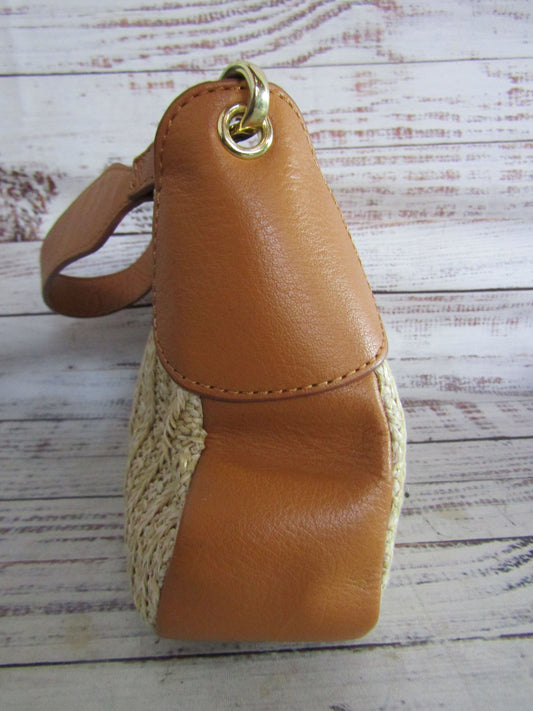 Mark & Graham Women's Beige Cotton Linen Blend Leather Trim Handbag