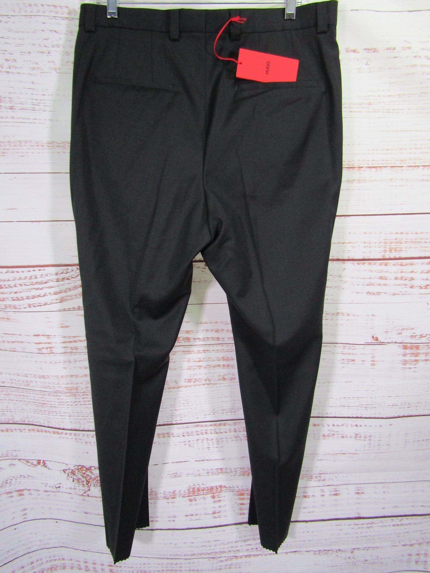 Hugo Boss Men's Black Wool Trouser Dress Pants Size 32 R UNHEMMED