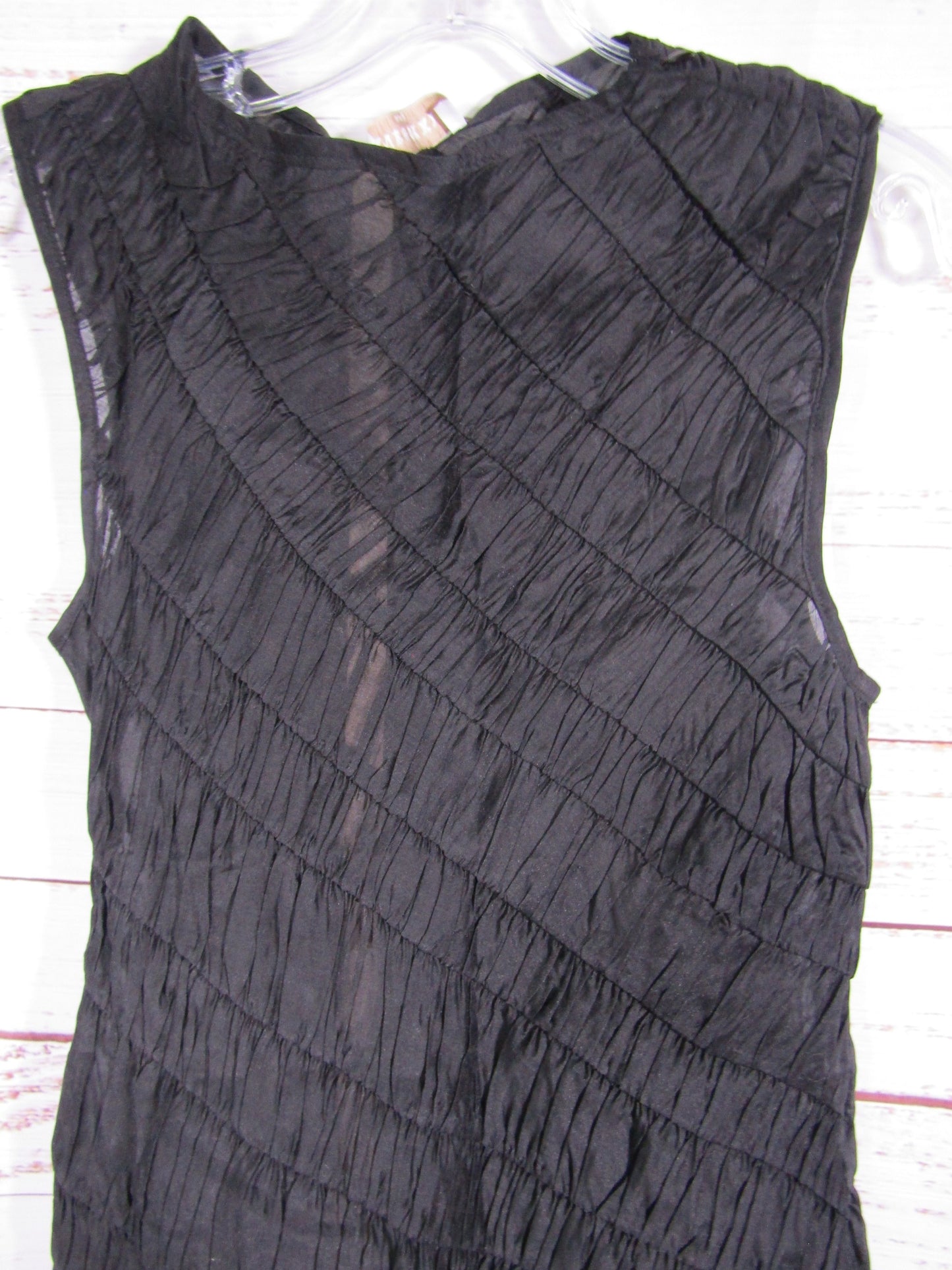 Meshki Adella Women's Black Sleeveless Chiffon Gathered Mini Dress Size XXS