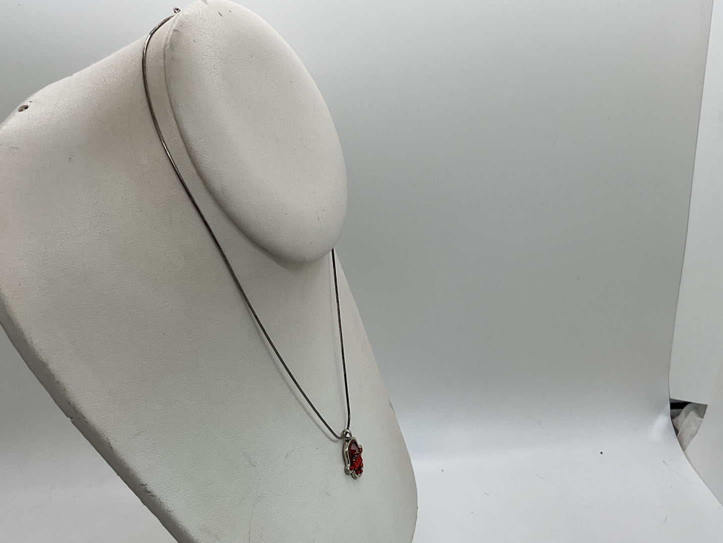 ADAYA Sterling Rhinestone Hamsa Pendant 16.25" Snake Chain Necklace- 5.07g