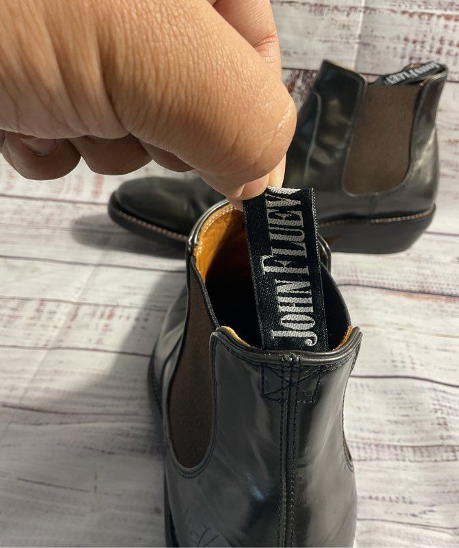 Men's John Fluevog Global Freedom Libery Dark Gray / Black Leather Chelsea Boots
