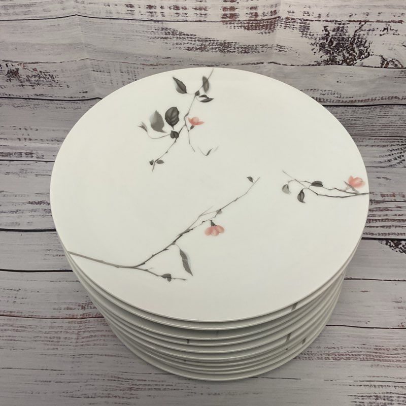 Thomas Germany Quince White Ceramic Pink Flower Design Dinner Plate 10.5" 12Pcs