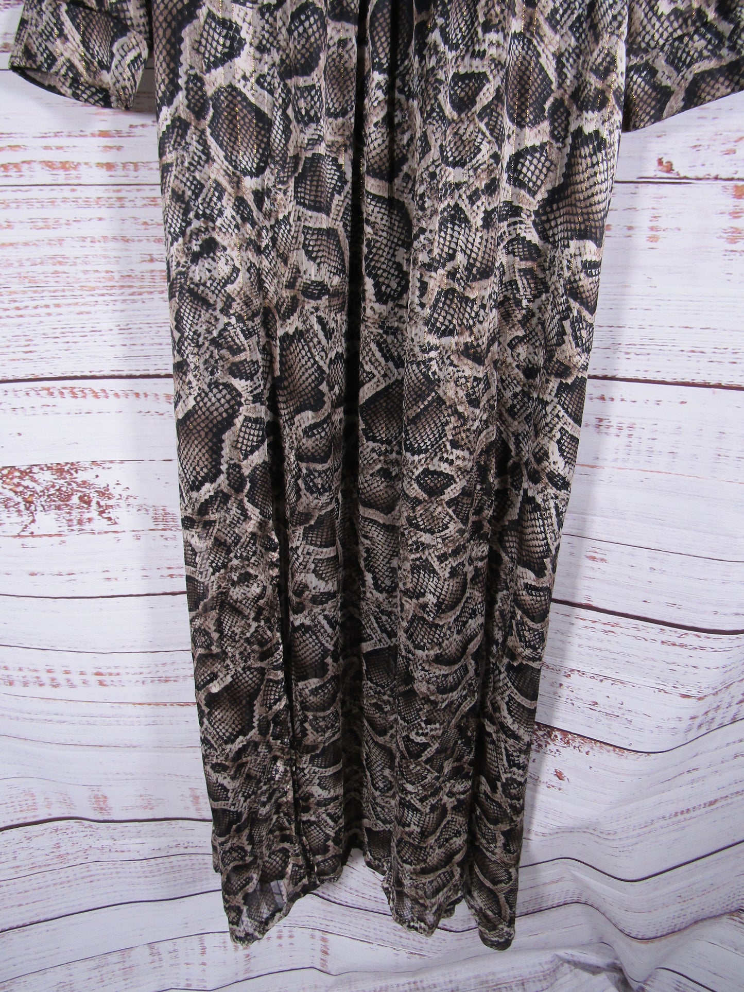 Opullence Maya Women's Brown Snake Print Long Sleeve Maxi Dress Size M