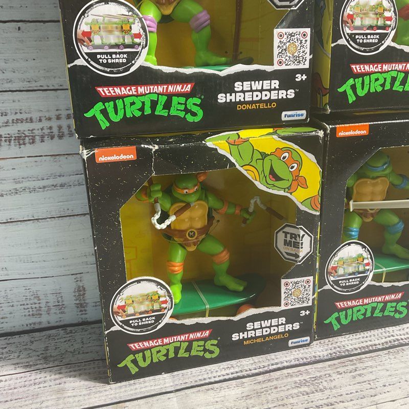 Nib Teenage Mutant Ninja Turtles Tmnt Sewer Shredders 5" Complete Set Of 4