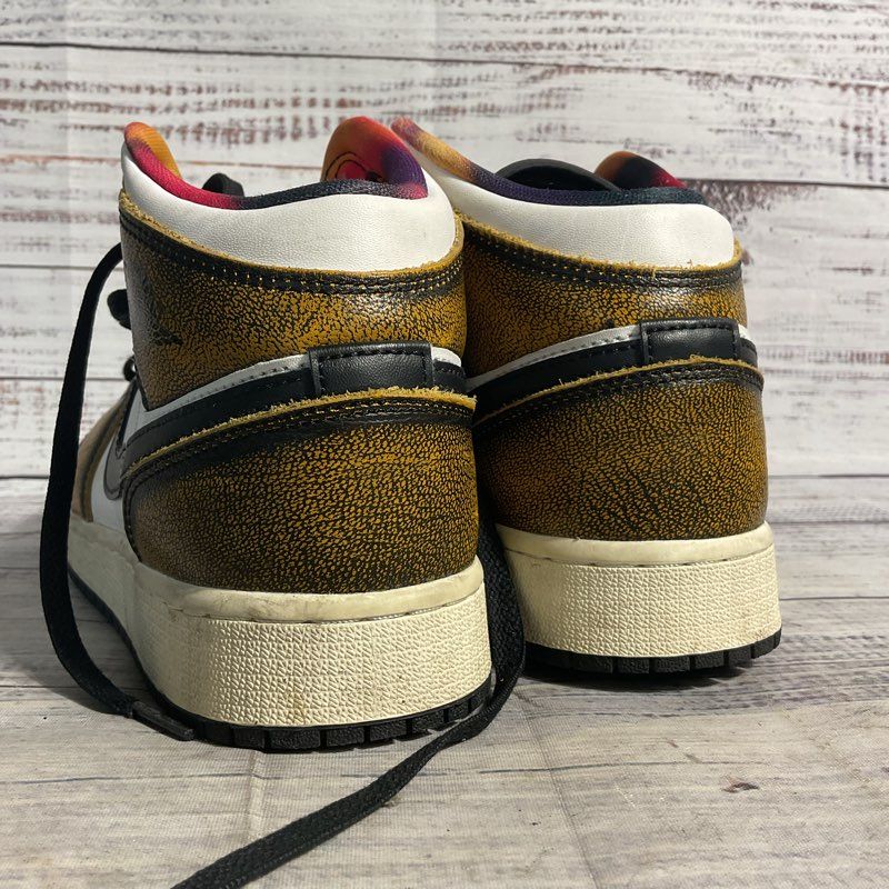 Nike Air Jordan 1 Mid SE Taxi Black/Yellow Sneakers Kids Shoes Size 5Y