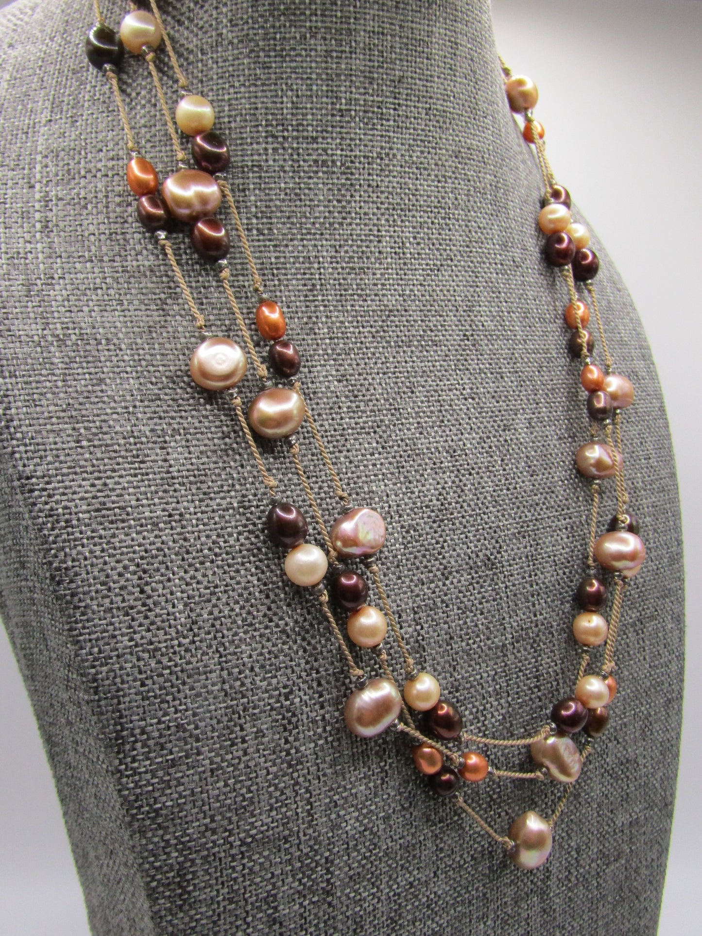 18.5" Multi-Strand Freshwater Baroque Pearl Necklace
