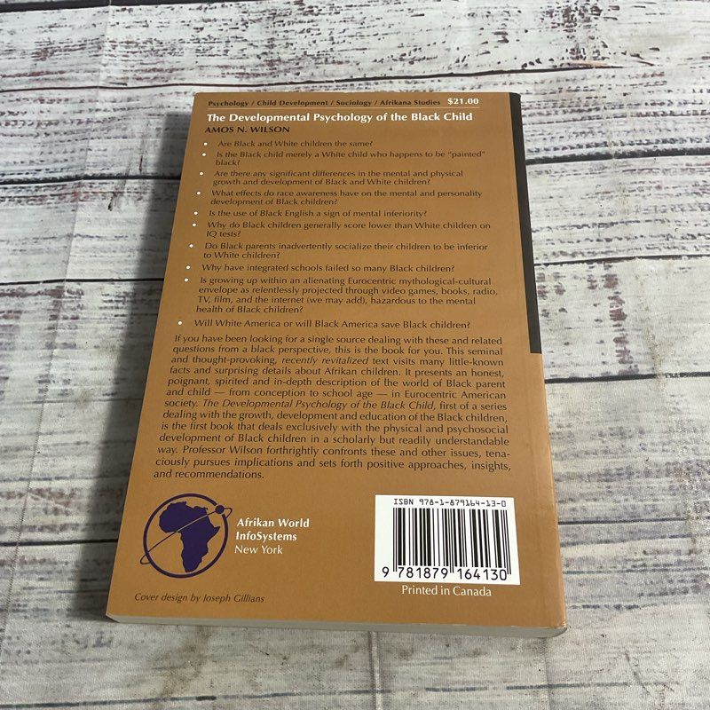 The Developmental Psychology Of The Black Child 2nd Ed. Amos N Wilson 2020