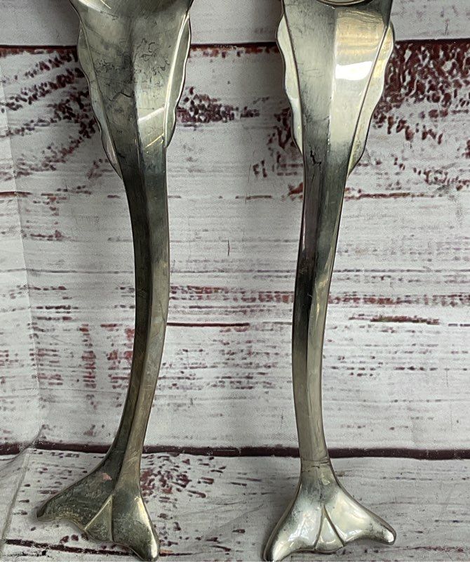 Godinger Figural Fish Form Salad Serving Spoon and Fork Set Silverplate
