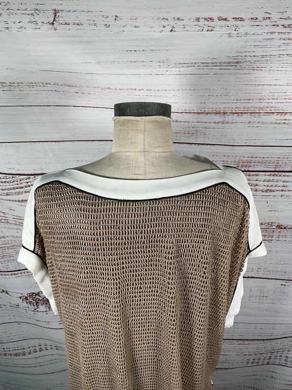 Ark Istanbul Women's Fish Scale Brown & White Midi Dress Size M Made in Turkey