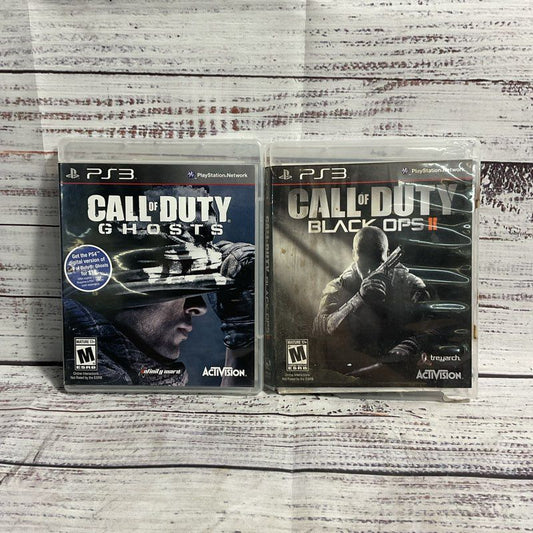Lot of 2 Sony Playstation 3 Call of Duty Games Black Ops II, Ghosts+Manuals