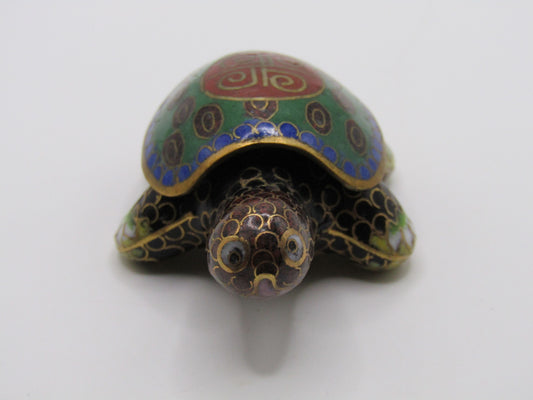 Vintage Handcrafted Cloisonné Enamel Turtle Pill Box