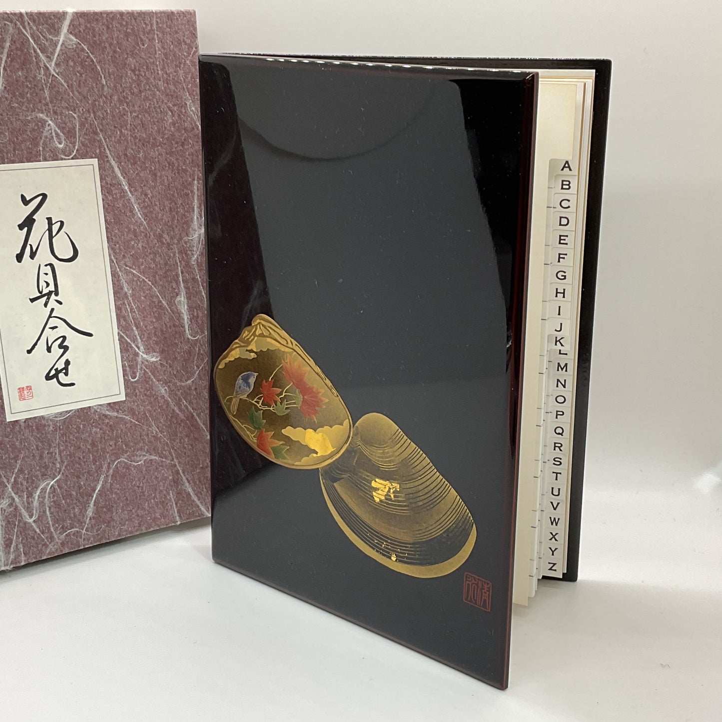 NEW VINTAGE Chinese Lacquer Hanagai Awase Motif Address Book