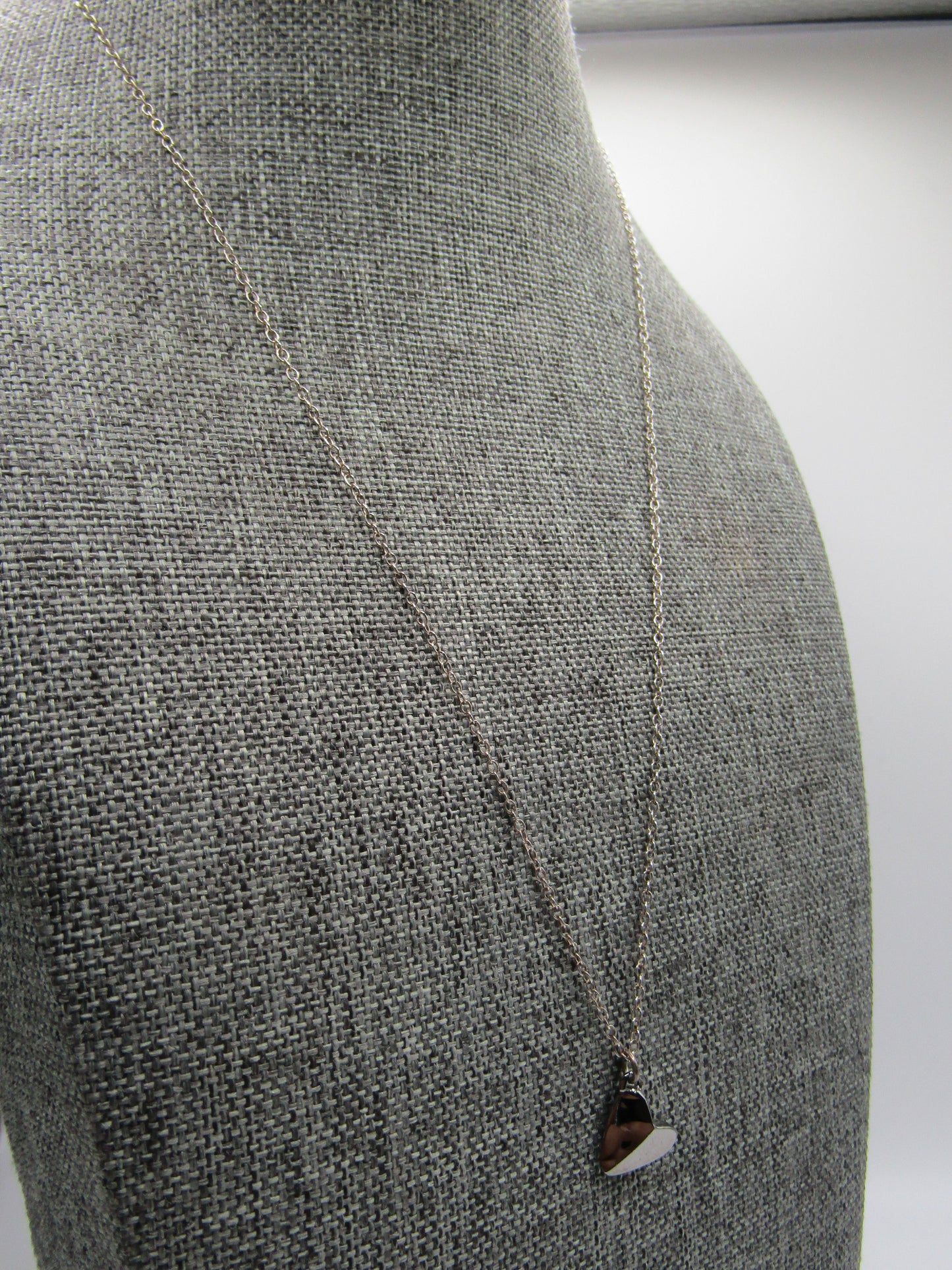 Delicate Sterling Silver Hematite Heart Pendant Necklace