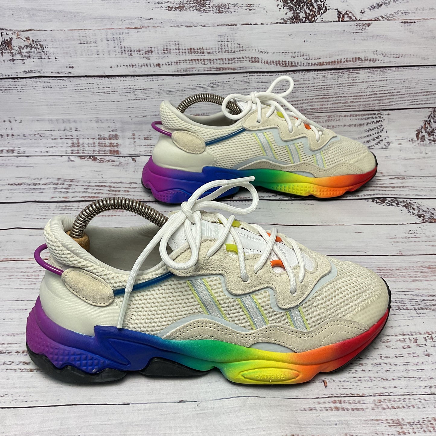 adidas Ozweego Adiprene Multicolor Rainbow Pride White Sneaker Shoe Size Men 6.5